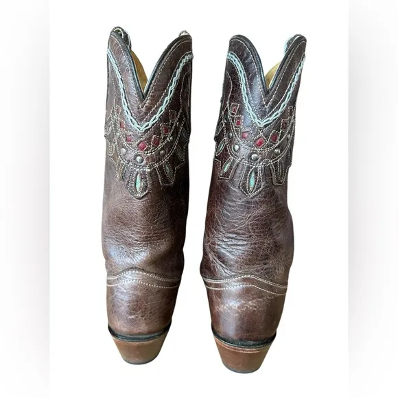 Tony Lama Womens VF6015 Rancho Brown Snip Toe Western Cowgirl Boots Size 6.5B