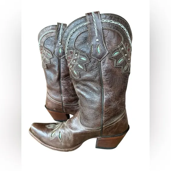 Tony Lama Womens VF6015 Rancho Brown Snip Toe Western Cowgirl Boots Size 6.5B
