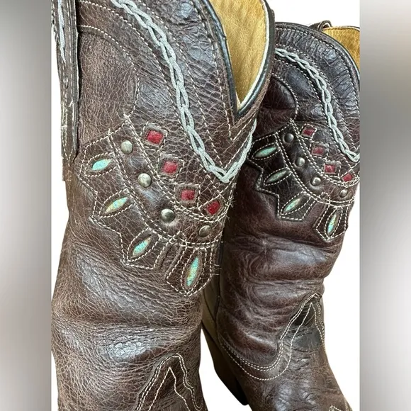 Tony Lama Womens VF6015 Rancho Brown Snip Toe Western Cowgirl Boots Size 6.5B