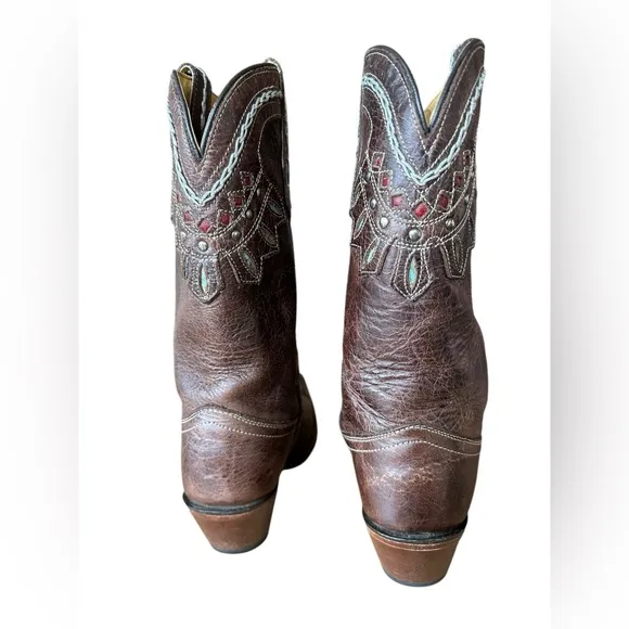 Tony Lama Womens VF6015 Rancho Brown Snip Toe Western Cowgirl Boots Size 6.5B