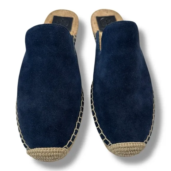 Tory Burch Blue Suede Max Espadrille Mules on