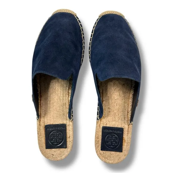 Tory Burch Blue Suede Max Espadrille Mules on