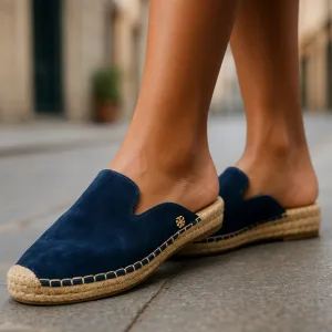 Tory Burch Blue Suede Max Espadrille Mules on