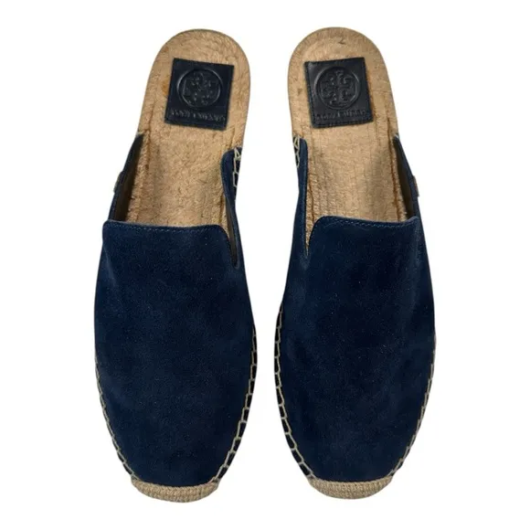 Tory Burch Blue Suede Max Espadrille Mules on
