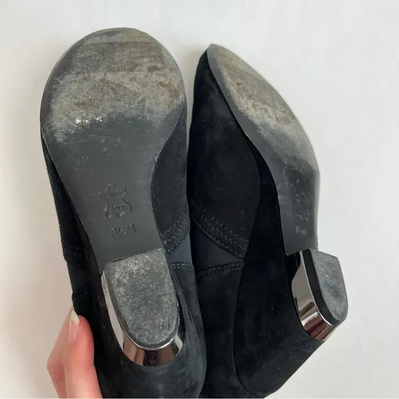 Tory Burch Brenda 6.5 M Boots Black Suede Wedge Booties Shoes Heels