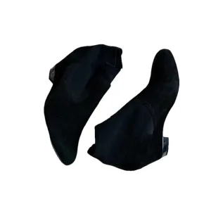 Tory Burch Brenda 6.5 M Boots Black Suede Wedge Booties Shoes Heels