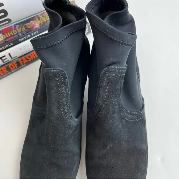 Tory Burch Brenda 6.5 M Boots Black Suede Wedge Booties Shoes Heels