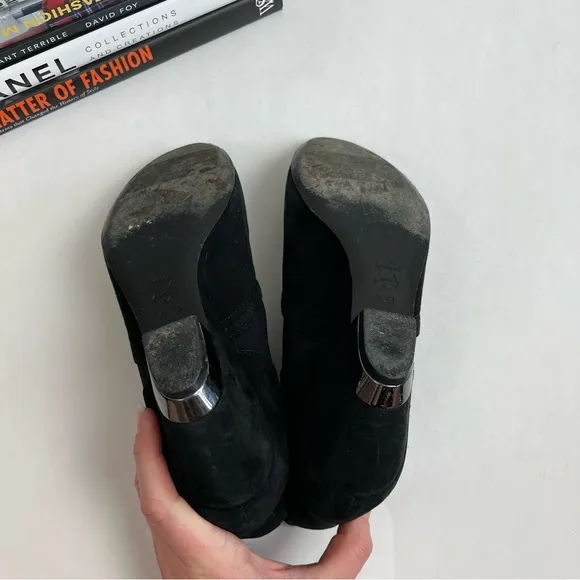 Tory Burch Brenda 6.5 M Boots Black Suede Wedge Booties Shoes Heels