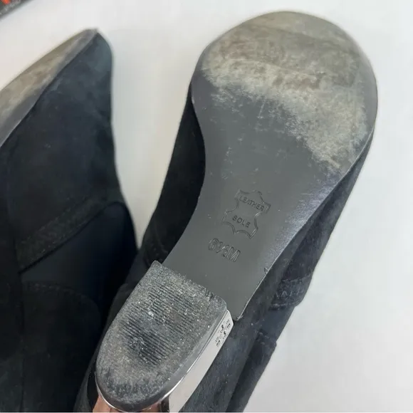 Tory Burch Brenda 6.5 M Boots Black Suede Wedge Booties Shoes Heels