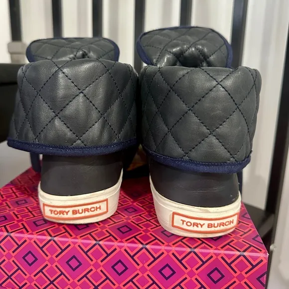 Tory Burch calf leather high top sneakers sz 8.5