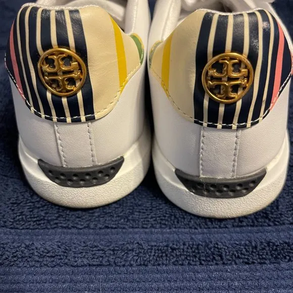 Tory Burch Howell T-Saddle court sneaker white pink