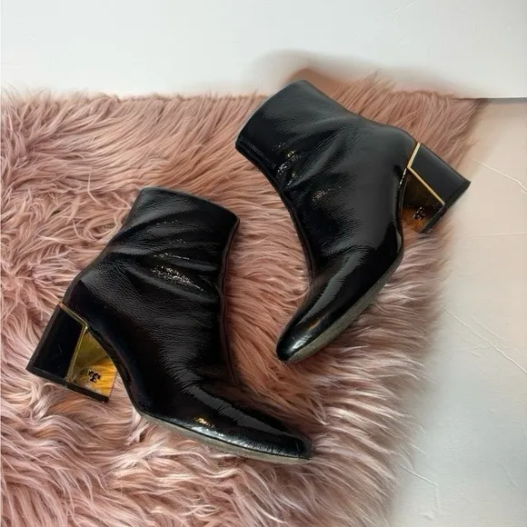 Tory Burch Juliana Patent Leather Boots Black Size 6