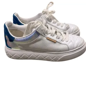 Tory Burch Ladybug Platform White and Mermaid Sneakers with Iridescent Detail