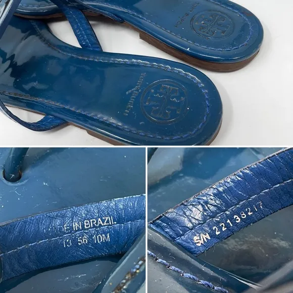 Tory Burch Miller Sandals Blue-Green Flip-Flops Shoes Size 10