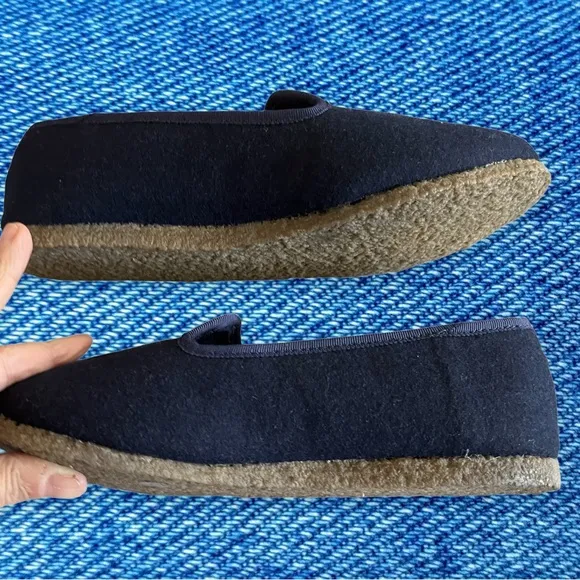 TORY BURCH NAVY BLUE NEW BOX SHOES LAMB FUR LOGO BILLY SLIPPERS 5