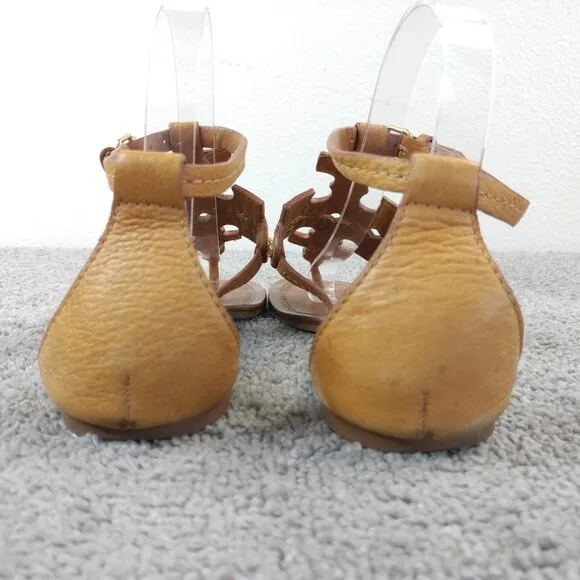 TORY BURCH Phoebe Thong Sandals Womens Size 7 Shoes Royal Tan Brown Leather