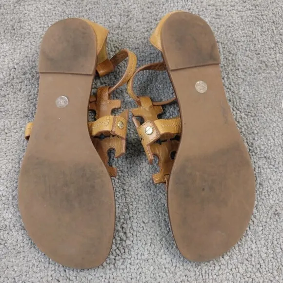 TORY BURCH Phoebe Thong Sandals Womens Size 7 Shoes Royal Tan Brown Leather