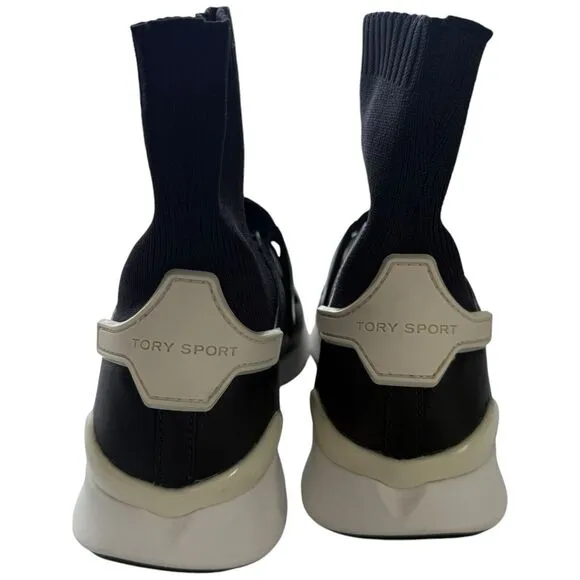 Tory Burch Sport Womens Chevron Strap Leather High Top Sock Sneakers Size 10.5