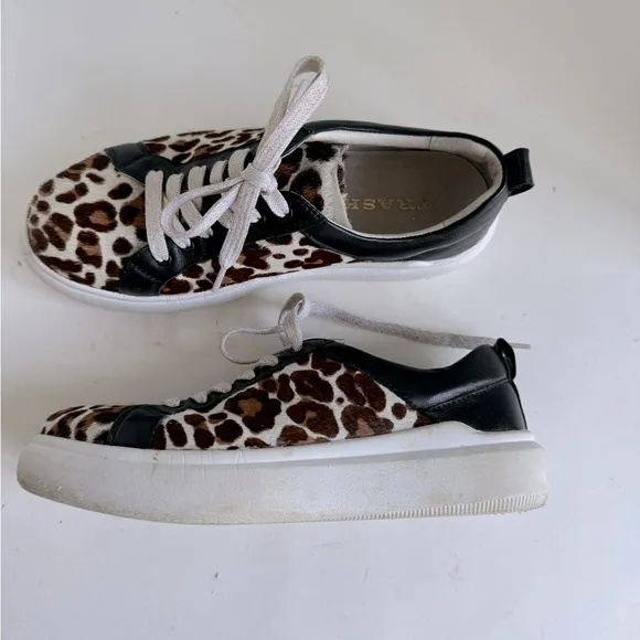 Trask Layla Ultra-light Italian nappa leather/leopard-print haircalf Sneakers 7M