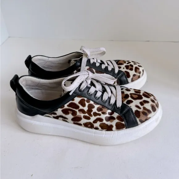 Trask Layla Ultra-light Italian nappa leather/leopard-print haircalf Sneakers 7M