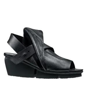 ***TRIPPEN Sz 37/6.5M leather Wedge SANDALS black  Slingback