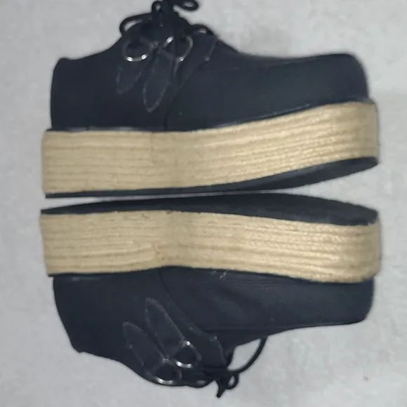 T.U.K. Canvas Fabric Rope Twine Platform Creepers SNEAKERS Size 6 WOMANS