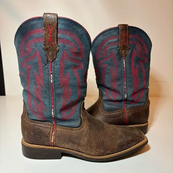 Twisted X Hooey Youth size 5.5 M Cowboy Boots Leather Square Toe YHY0008