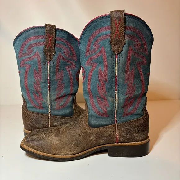 Twisted X Hooey Youth size 5.5 M Cowboy Boots Leather Square Toe YHY0008