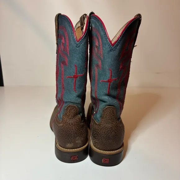 Twisted X Hooey Youth size 5.5 M Cowboy Boots Leather Square Toe YHY0008