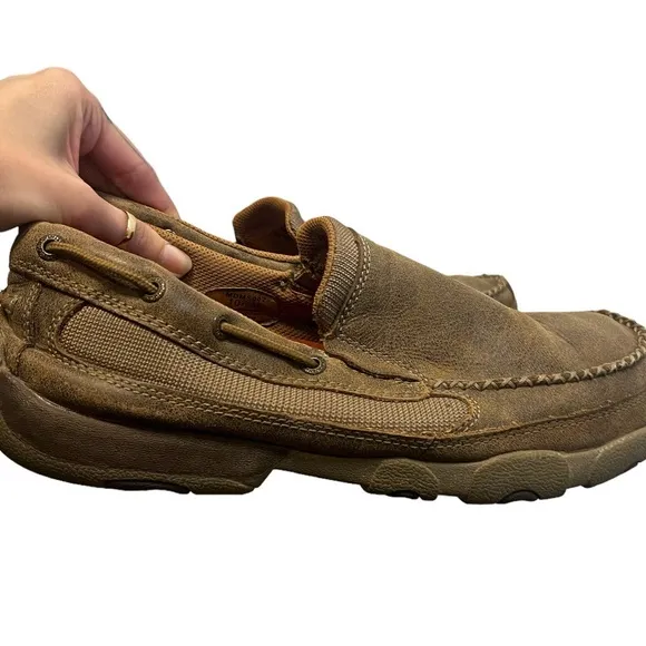 Twisted X Men’s Size 10.5 Slip On Driving Moc Toe Brown Leather Comfort Shoes