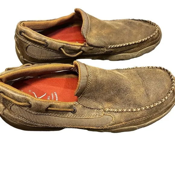 Twisted X Men’s Size 10.5 Slip On Driving Moc Toe Brown Leather Comfort Shoes