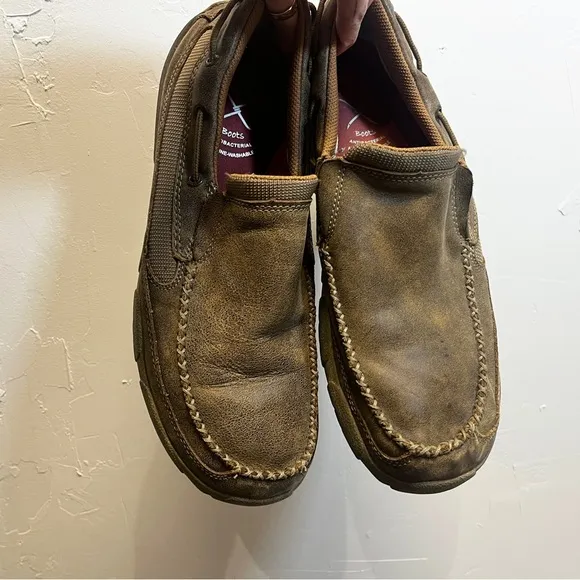 Twisted X Men’s Size 10.5 Slip On Driving Moc Toe Brown Leather Comfort Shoes