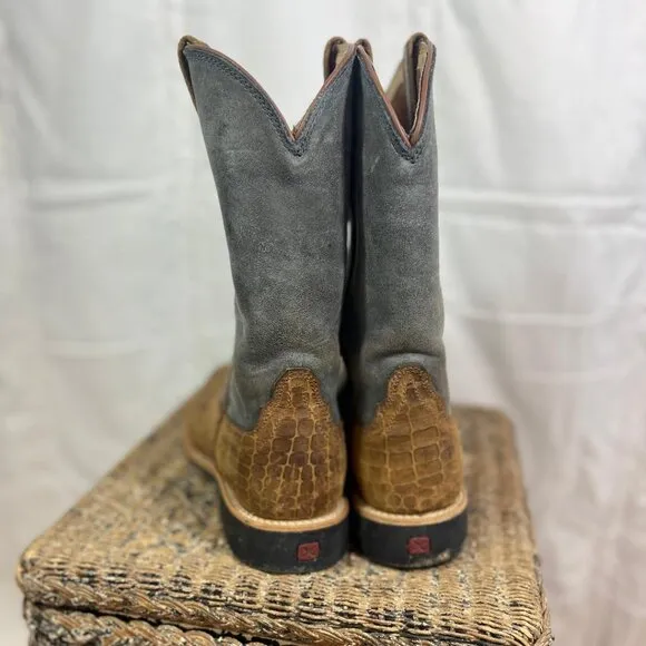 Twisted X Top Hand Kids Leather Boots in Chocolate/Dusty Blue - Size 5.5