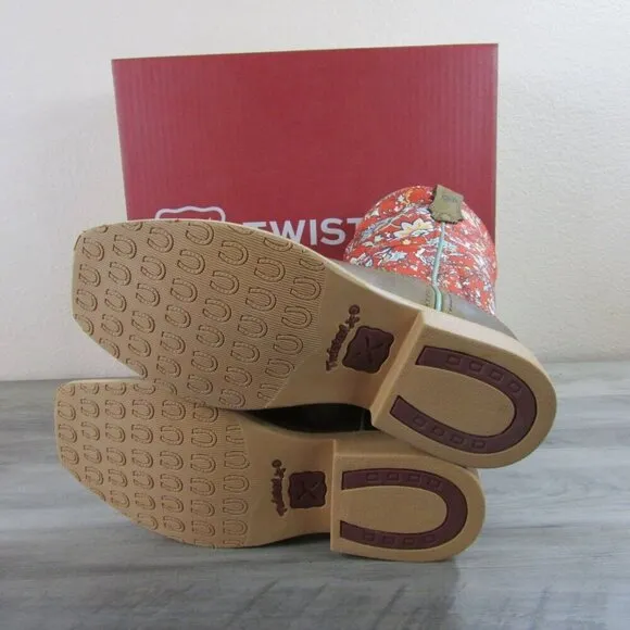 Twisted X Youth 2 Hooey Square Toe Western Boot Rustic Brown/Red Floral YHY0013