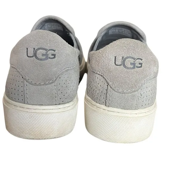 UGG Abies Perforated Slip On Platform Seal Gray Suede Sneakers Women’s Size 6