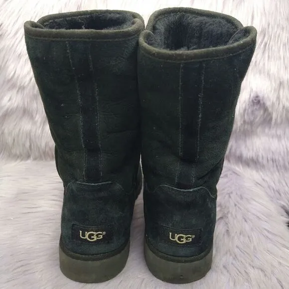 Ugg Alexey II Classic Tall Suede Boots Kids Size 6 Black 1017299k