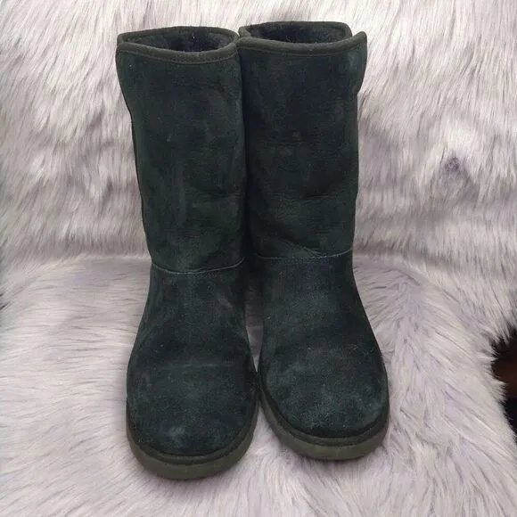 Ugg Alexey II Classic Tall Suede Boots Kids Size 6 Black 1017299k