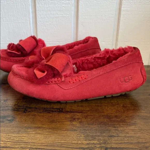 UGG Ansley Heritage Bow Slip On Slippers House Shoes Red 5