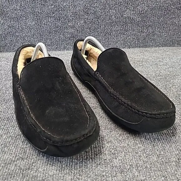 Ugg Ascot‎ Sheepskin Slippers Shoes Black Suede SN5775 Leather Mens Size US 11