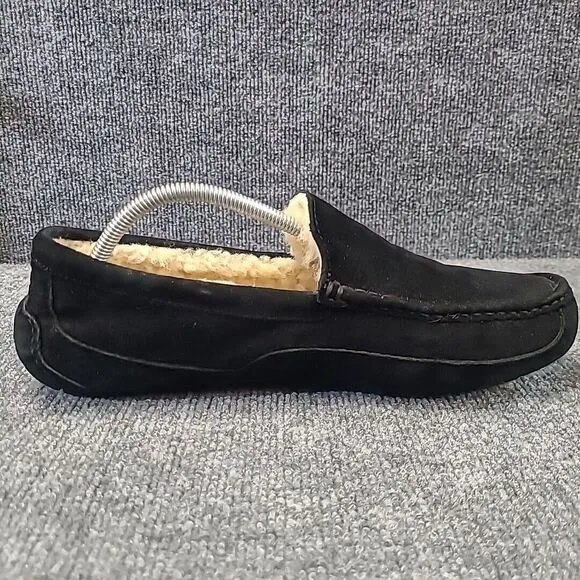Ugg Ascot‎ Sheepskin Slippers Shoes Black Suede SN5775 Leather Mens Size US 11