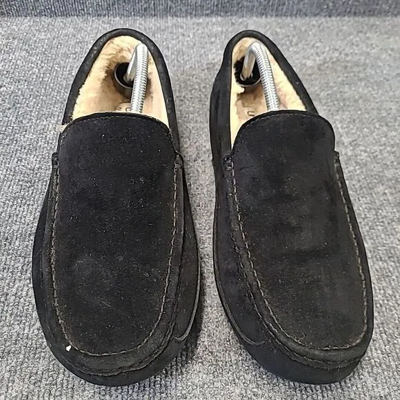 Ugg Ascot‎ Sheepskin Slippers Shoes Black Suede SN5775 Leather Mens Size US 11