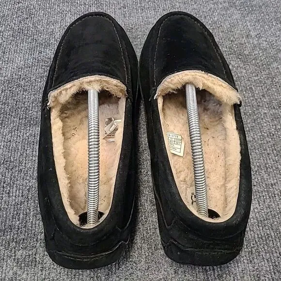 Ugg Ascot‎ Sheepskin Slippers Shoes Black Suede SN5775 Leather Mens Size US 11