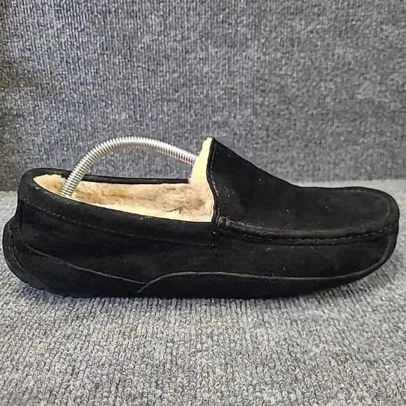 Ugg Ascot‎ Sheepskin Slippers Shoes Black Suede SN5775 Leather Mens Size US 11