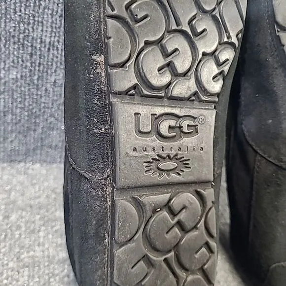 Ugg Ascot‎ Sheepskin Slippers Shoes Black Suede SN5775 Leather Mens Size US 11