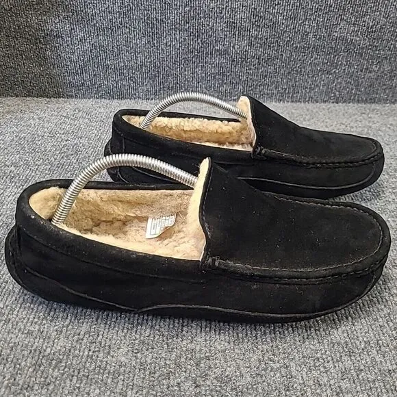 Ugg Ascot‎ Sheepskin Slippers Shoes Black Suede SN5775 Leather Mens Size US 11