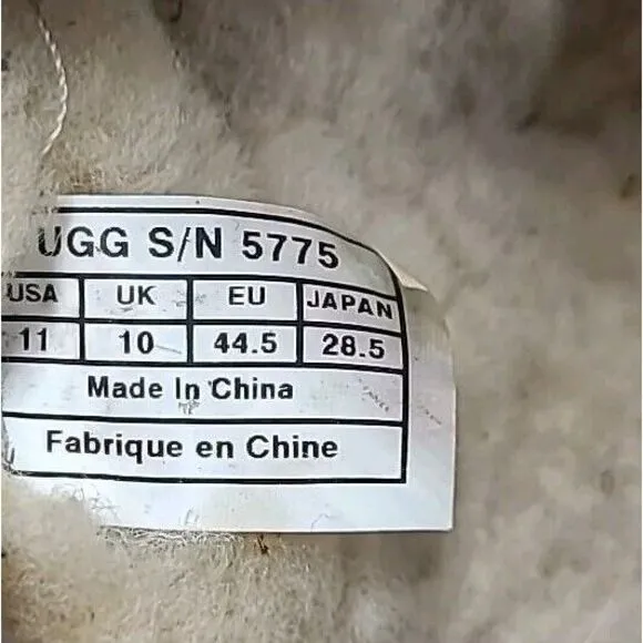 Ugg Ascot‎ Sheepskin Slippers Shoes Black Suede SN5775 Leather Mens Size US 11