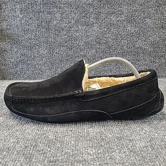 Ugg Ascot‎ Sheepskin Slippers Shoes Black Suede SN5775 Leather Mens Size US 11