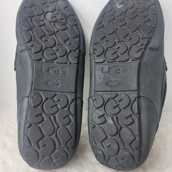 UGG Australia Chester Moccasin Slippers Mens Size 13 Black Leather Casual Shoes