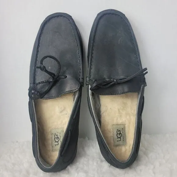 UGG Australia Chester Moccasin Slippers Mens Size 13 Black Leather Casual Shoes