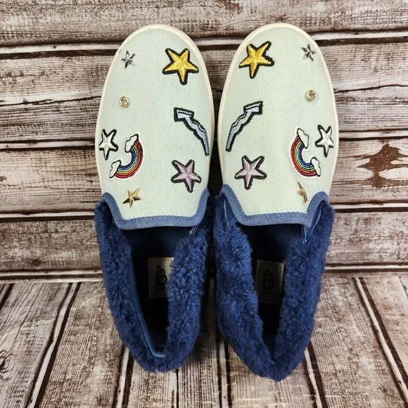 UGG Australia Kids Girl's 4 Patch It Slip On Bleach Denim Bling 1093149K Shoes